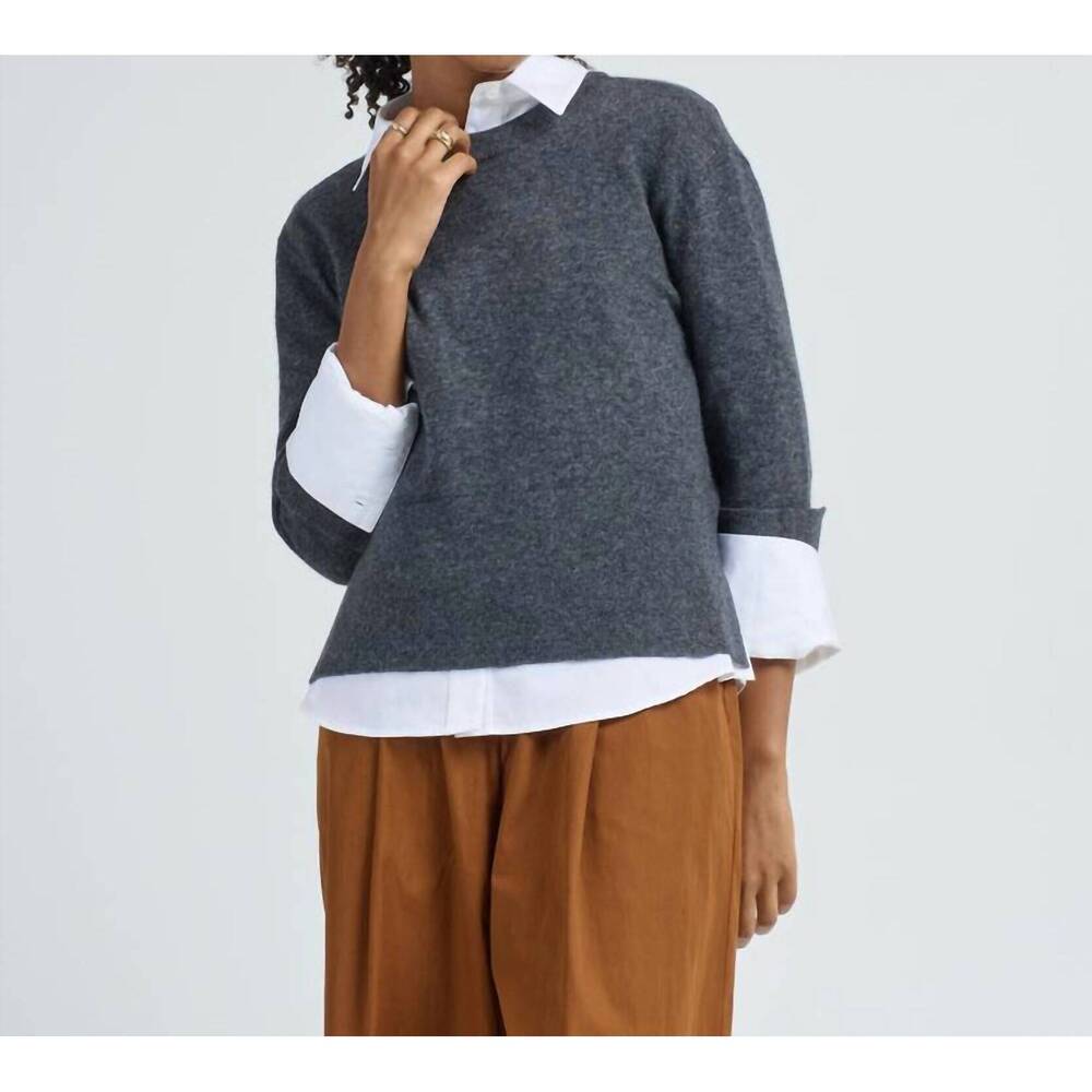 NEW ARLO MOTT warren crew neck sweater in grey